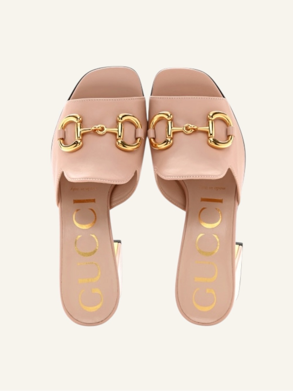 Gucci Horsebit Pink & Gold Leather Open-Toe Block Heel Slide Sandals EU 36 - Picture 6 of 15